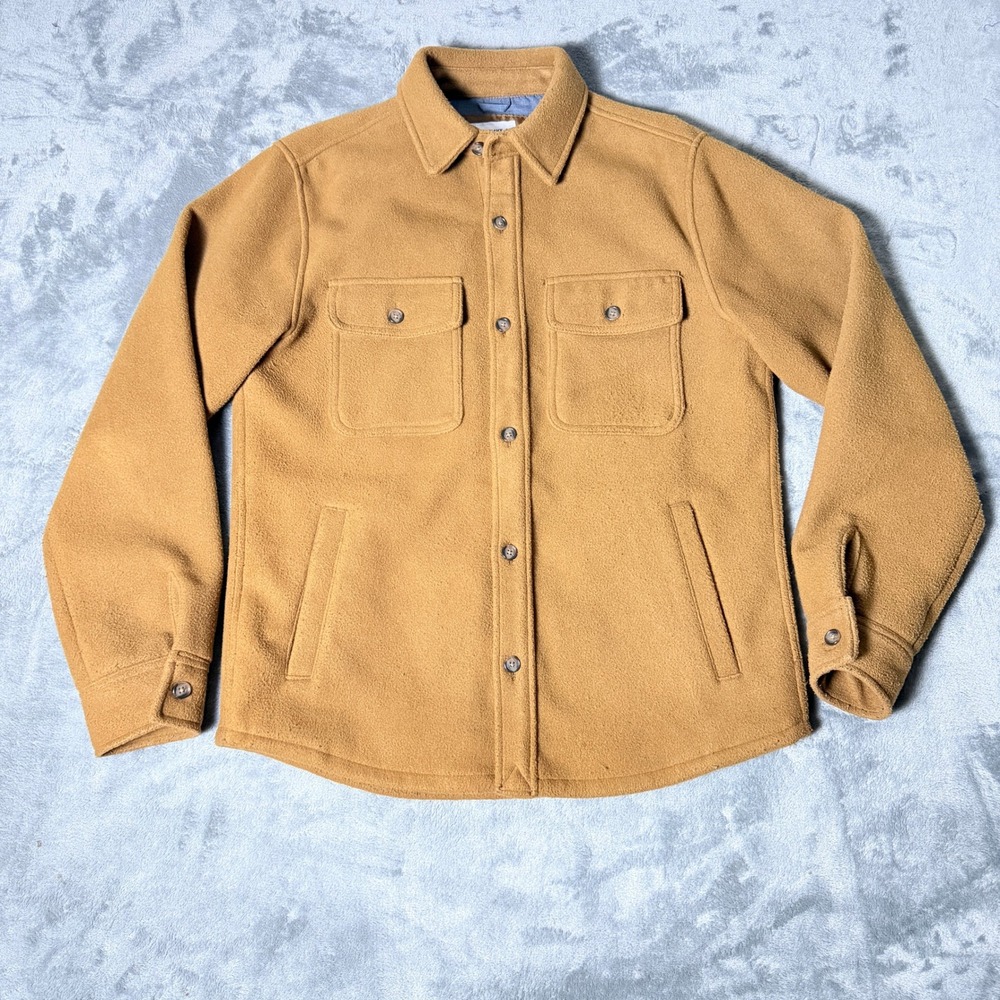 Old Navy Mens Fleece Shirt Jacket Camel Brown Button Up Shacket Medium